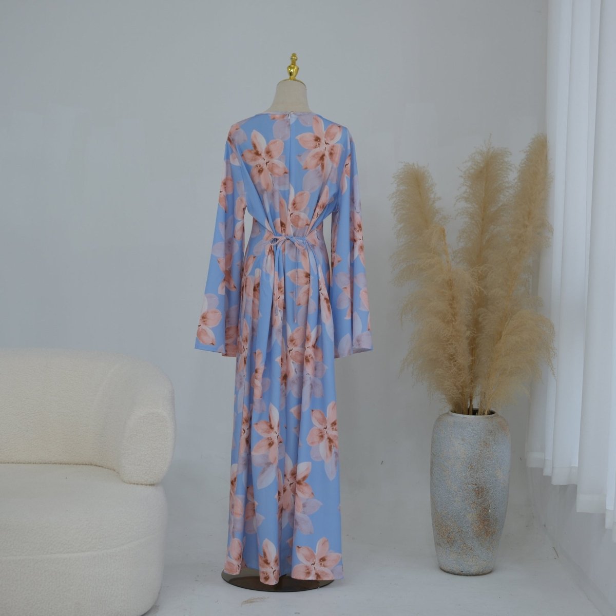 Floral Print Washed Crinkle Maxi Dress(MS437) La Vie Bien Floral Print Washed Crinkle Maxi Dress(MS437)