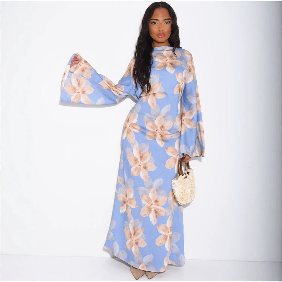 Floral Print Washed Crinkle Maxi Dress(MS437) La Vie Bien Floral Print Washed Crinkle Maxi Dress(MS437)