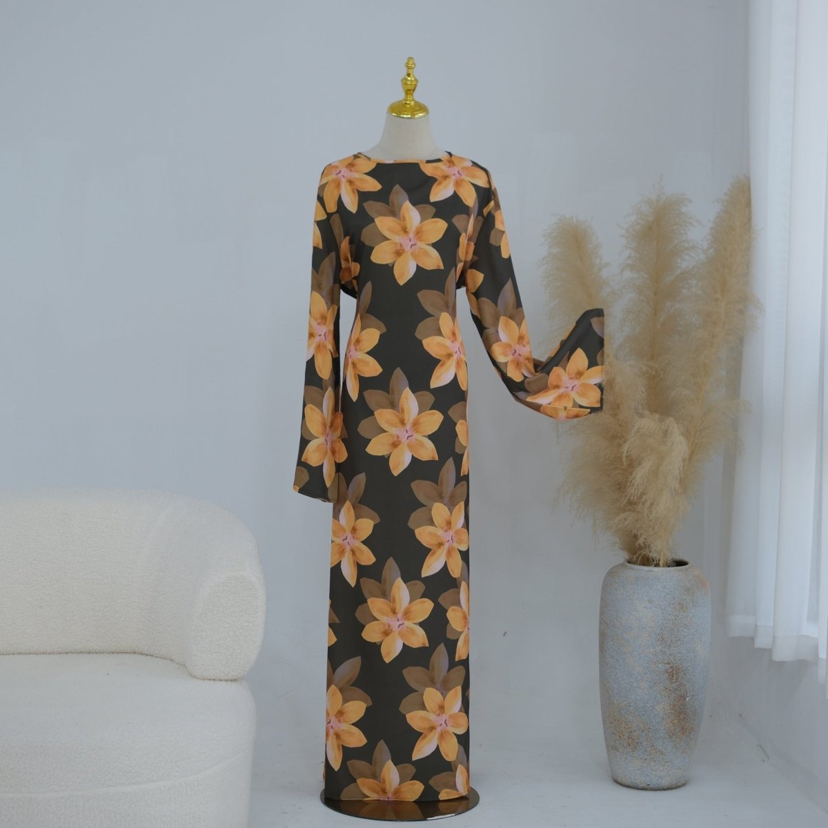 Floral Print Washed Crinkle Maxi Dress(MS437) La Vie Bien Floral Print Washed Crinkle Maxi Dress(MS437)
