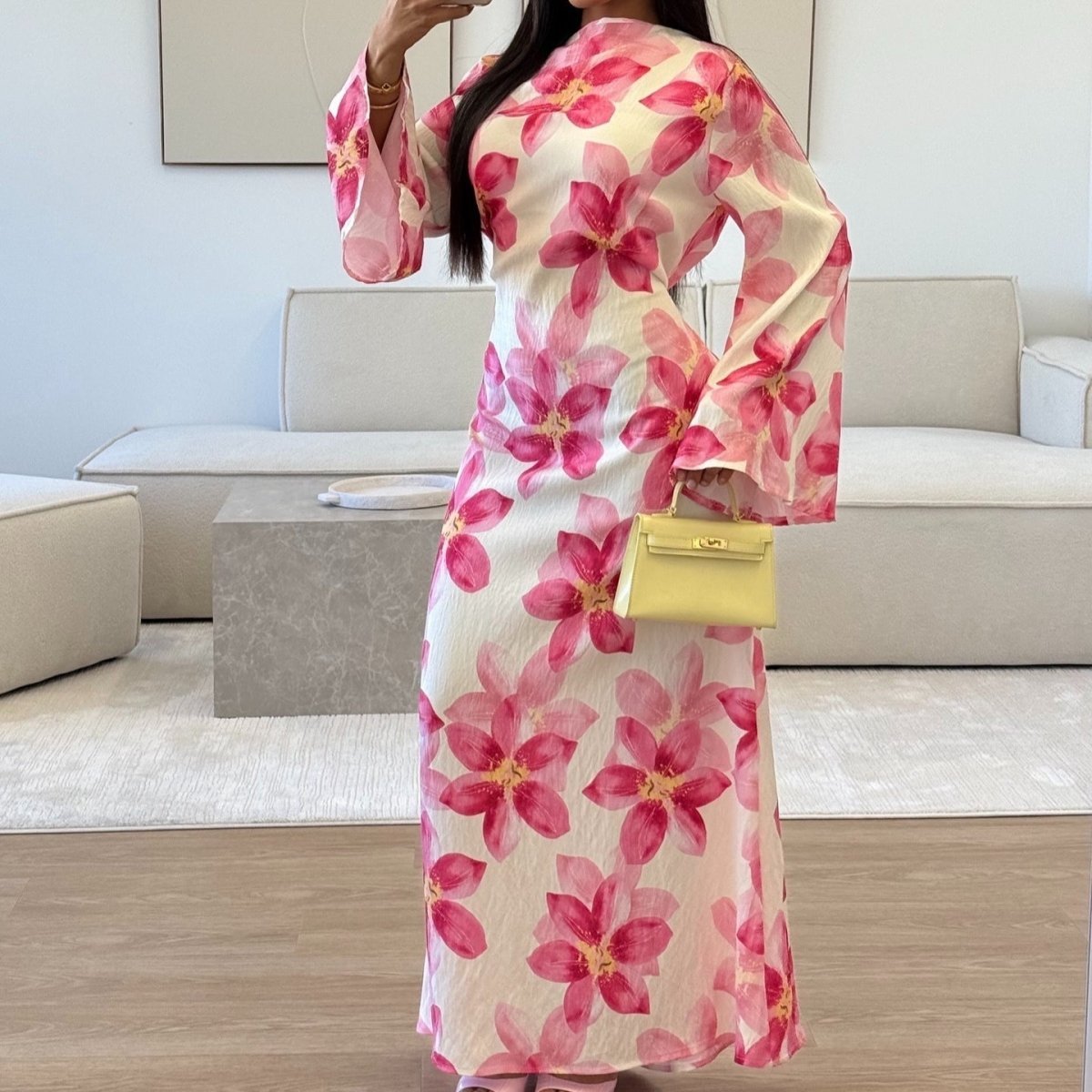 Floral Print Washed Crinkle Maxi Dress(MS437) La Vie Bien Floral Print Washed Crinkle Maxi Dress(MS437)