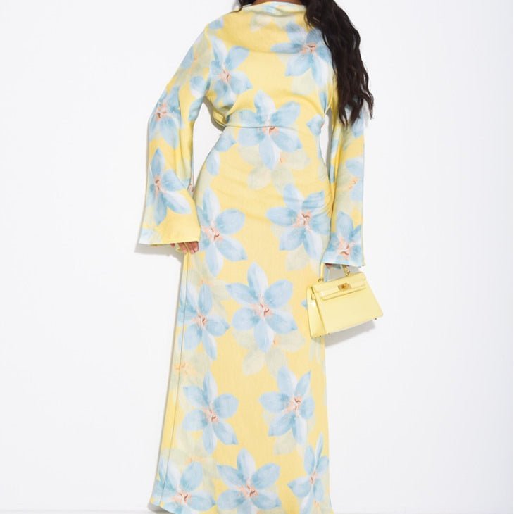 Floral Print Washed Crinkle Maxi Dress(MS437) La Vie Bien Floral Print Washed Crinkle Maxi Dress(MS437)