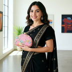 Floral Printed Zari Embroidery Clutch Clutch La Vie Bien Floral Printed Zari Embroidery Clutch