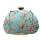 Floral Printed Zari Embroidery Clutch Clutch La Vie Bien Floral Printed Zari Embroidery Clutch