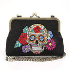 Floral Sugar Skull Kisslock Bag Handbags La Vie Bien Floral Sugar Skull Kisslock Bag