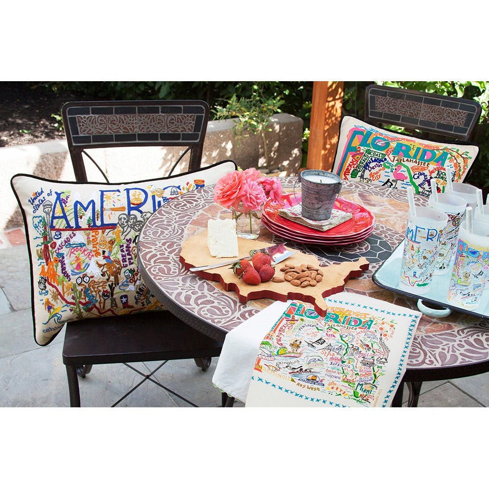 Florida Hand - Embroidered Pillow Pillows La Vie Bien Florida Hand - Embroidered Pillow
