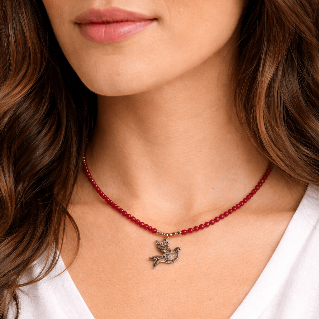 Flourish Bird Dove Beaded Necklace - Thailand Jewelry La Vie Bien Flourish Bird Dove Beaded Necklace - Thailand