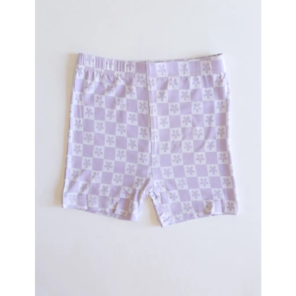 Lavender Checker Short Set in Soft Bamboo Blend