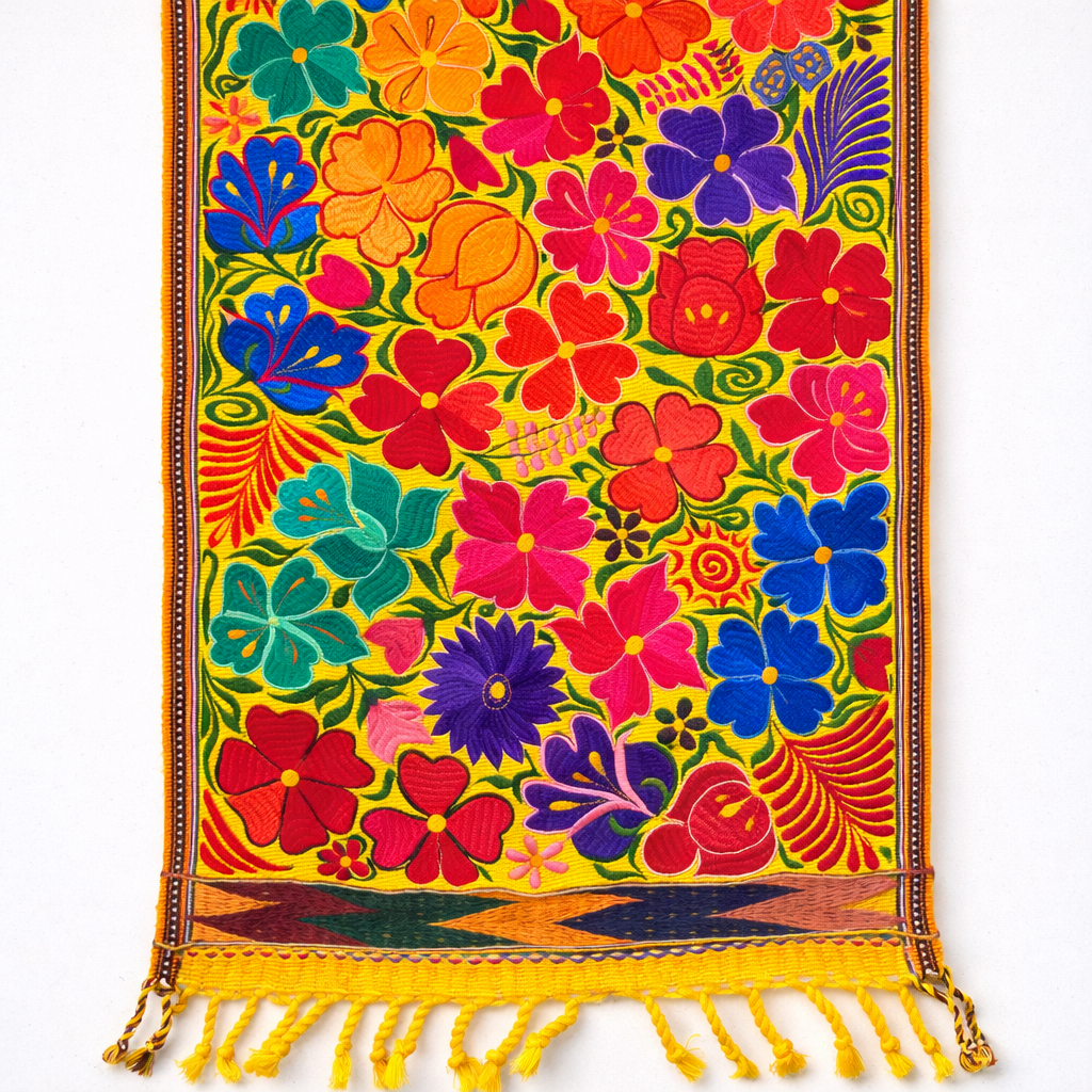 Flower Embroidered Table Runner - Guatemala Decor La Vie Bien Flower Embroidered Table Runner - Guatemala