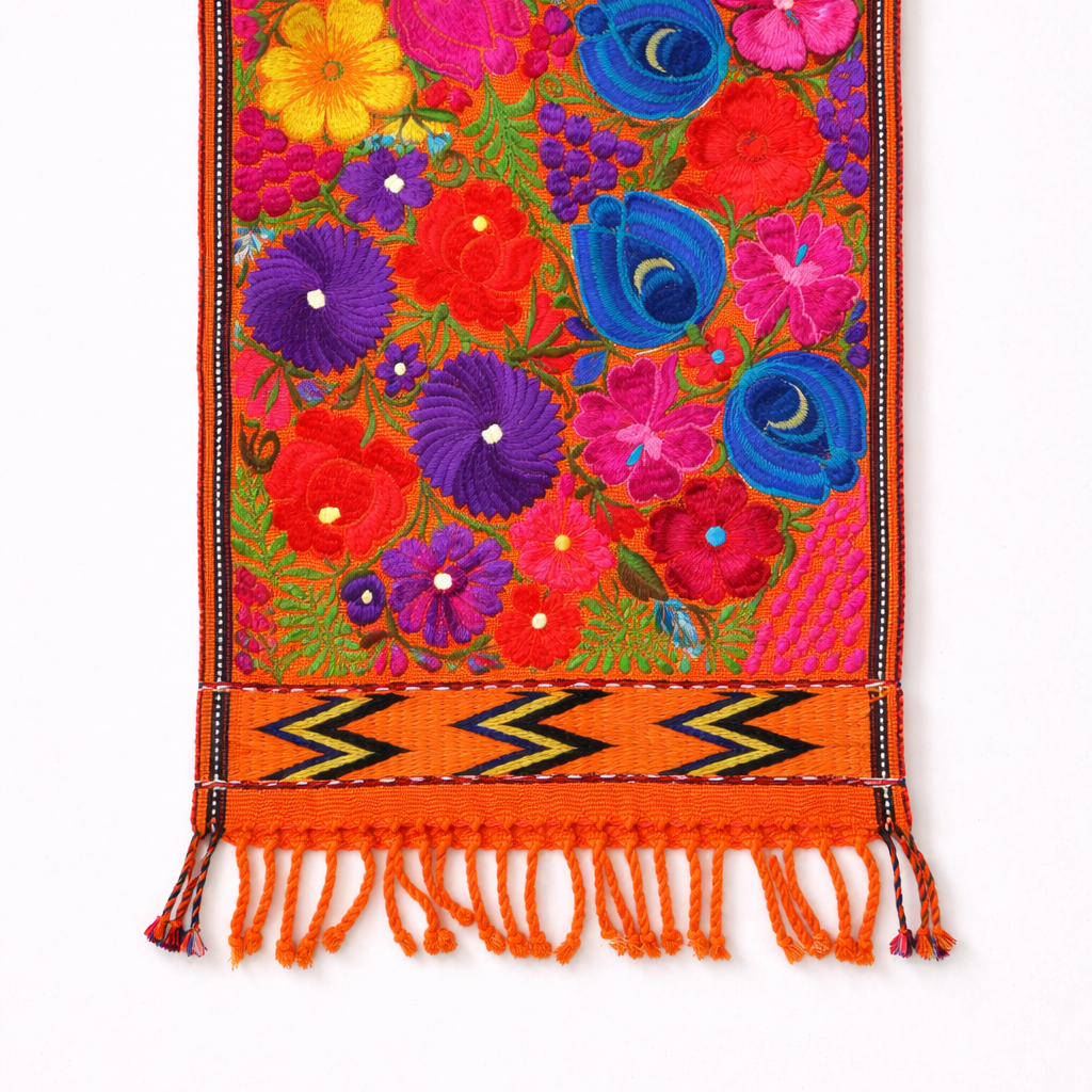 Flower Embroidered Table Runner - Guatemala Decor La Vie Bien Flower Embroidered Table Runner - Guatemala