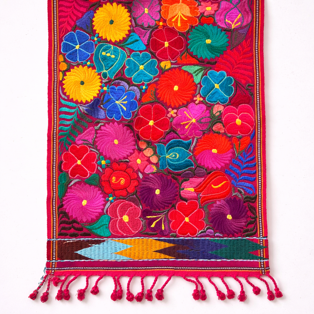 Flower Embroidered Table Runner - Guatemala Decor La Vie Bien Flower Embroidered Table Runner - Guatemala