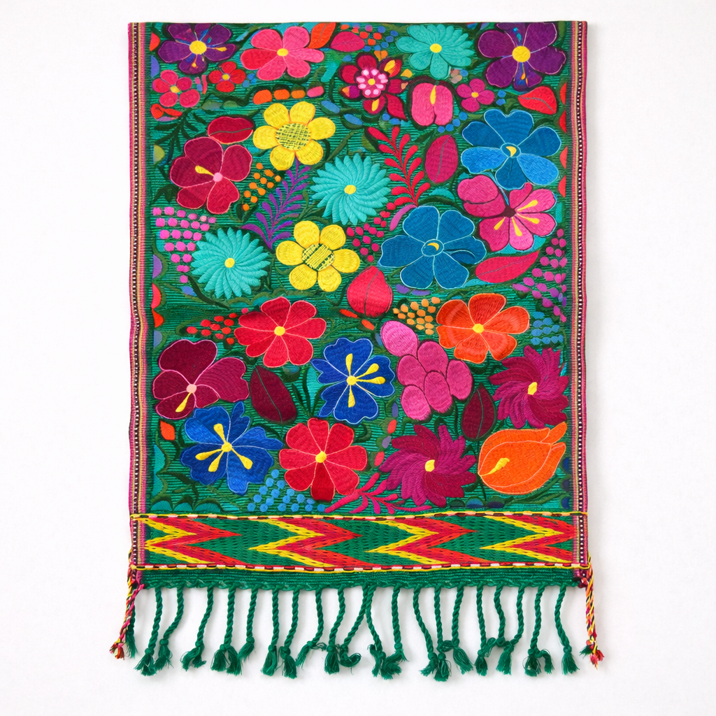 Flower Embroidered Table Runner - Guatemala Decor La Vie Bien Flower Embroidered Table Runner - Guatemala