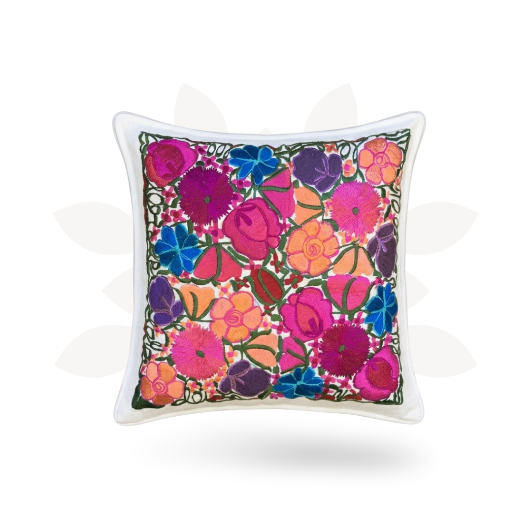 Flower Fields Embroidered Pillow Cover - Guatemala Decor La Vie Bien Flower Fields Embroidered Pillow Cover - Guatemala