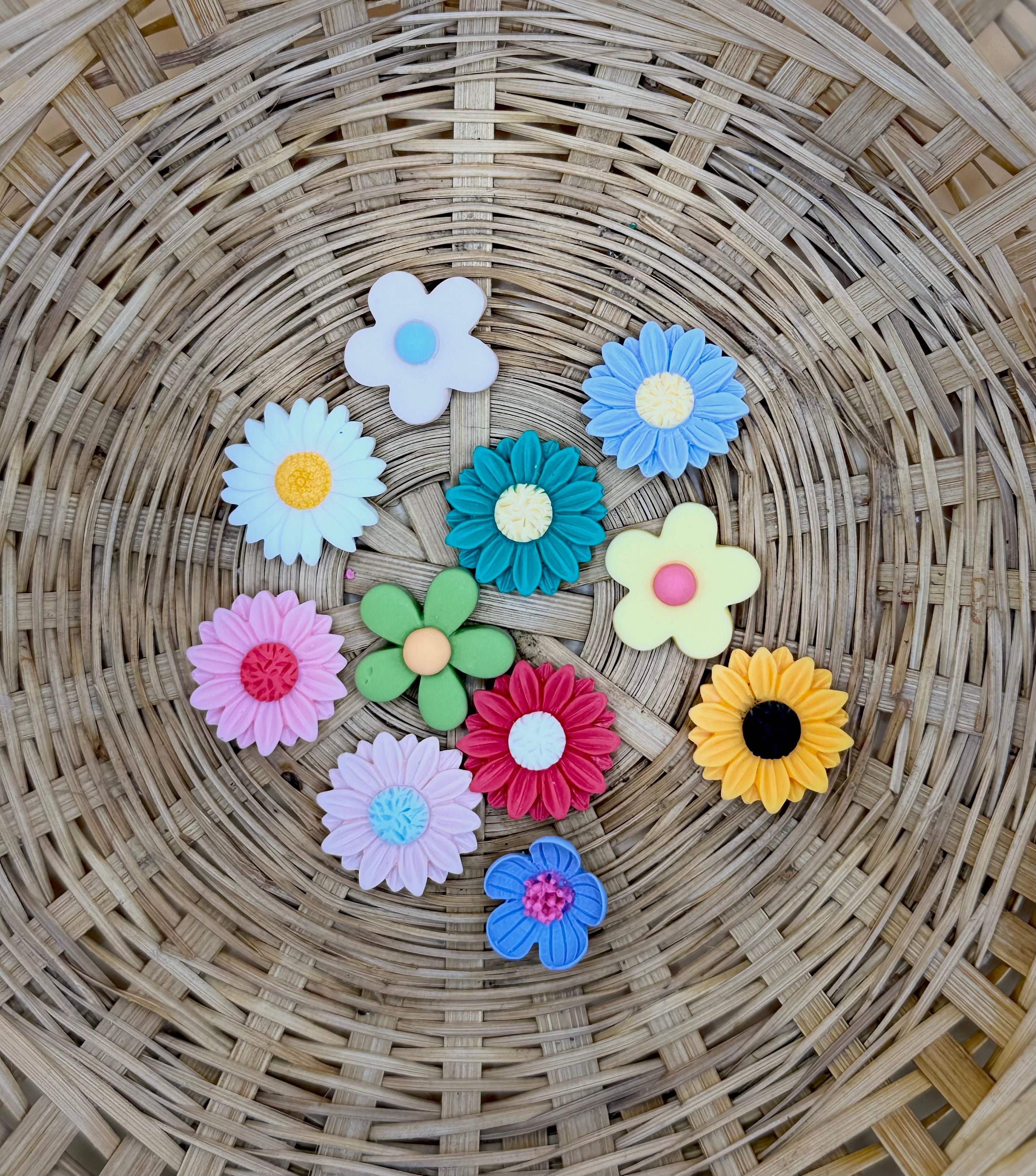 Colorful Flower Magnets (Set of 3)