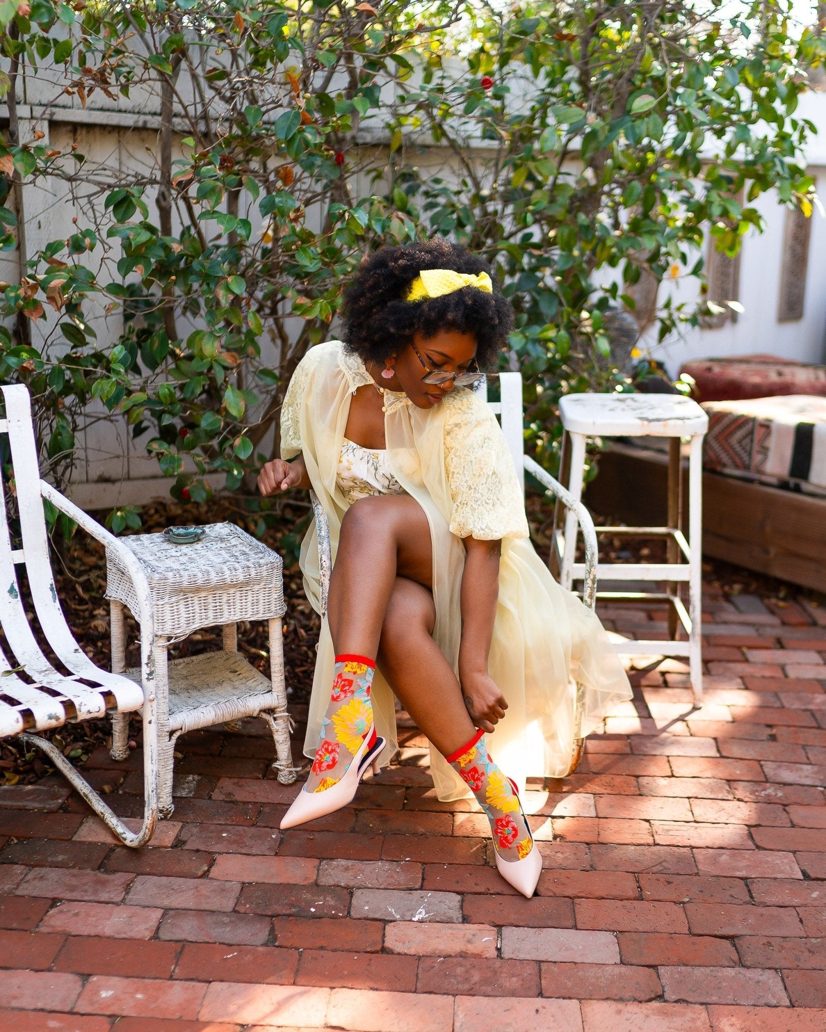 Flower Power Sheer Crew Sock