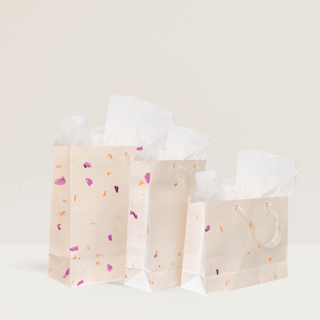 Flower Purple Petal Gift Bag (Handmade Seed Paper + Ribbon) La Vie Bien Flower Purple Petal Gift Bag (Handmade Seed Paper + Ribbon)