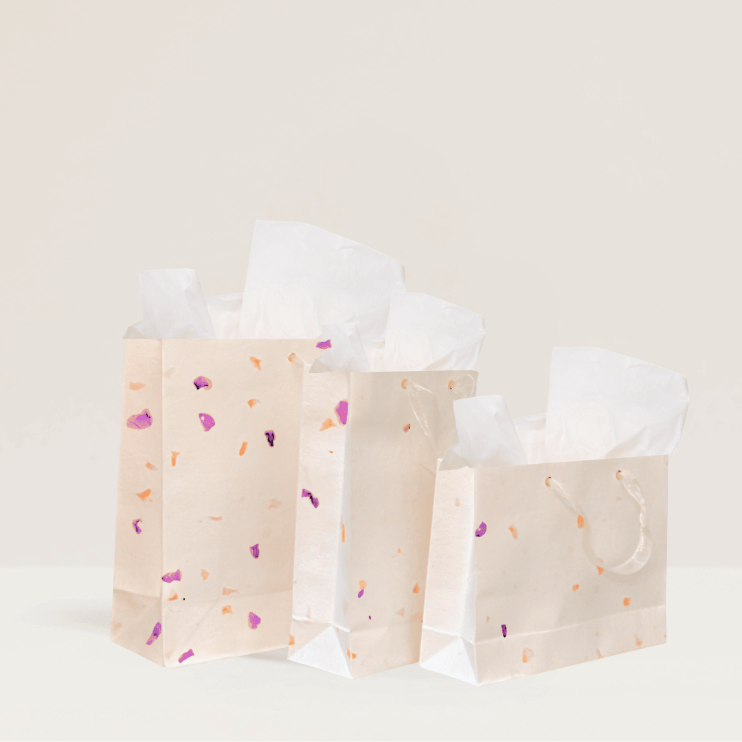 Flower Purple Petal Gift Bag (Handmade Seed Paper + Ribbon) La Vie Bien Flower Purple Petal Gift Bag (Handmade Seed Paper + Ribbon)