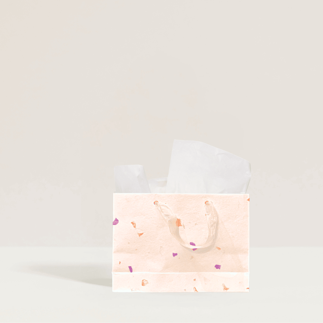 Flower Purple Petal Gift Bag (Handmade Seed Paper + Ribbon) La Vie Bien Flower Purple Petal Gift Bag (Handmade Seed Paper + Ribbon)