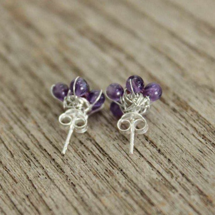 Flower Stud Semi - precious .925 Silver Stone Earrings - Thailand Jewelry La Vie Bien Flower Stud Semi - precious .925 Silver Stone Earrings - Thailand