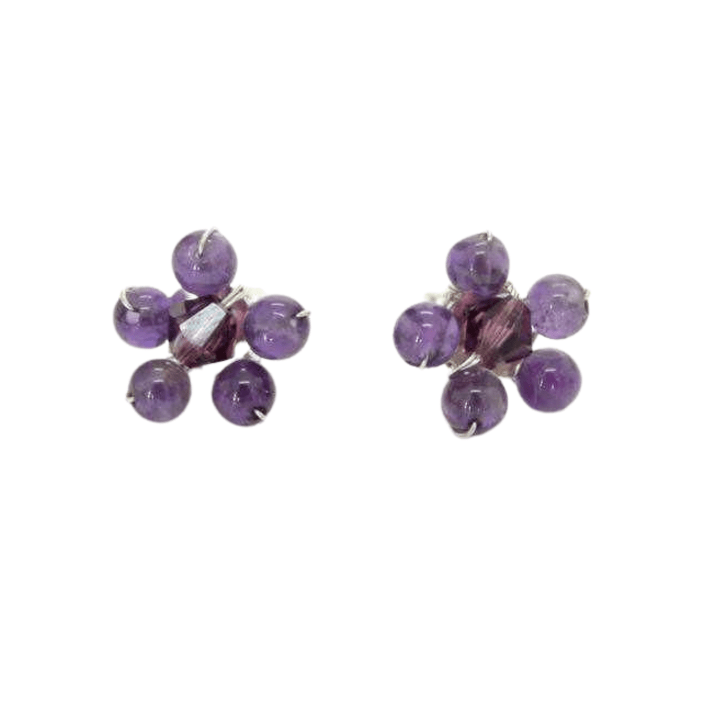 Flower Stud Semi - precious .925 Silver Stone Earrings - Thailand Jewelry La Vie Bien Flower Stud Semi - precious .925 Silver Stone Earrings - Thailand