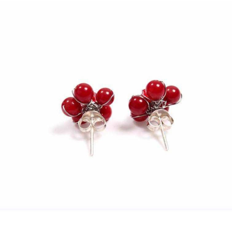 Flower Stud Semi - precious .925 Silver Stone Earrings - Thailand Jewelry La Vie Bien Flower Stud Semi - precious .925 Silver Stone Earrings - Thailand
