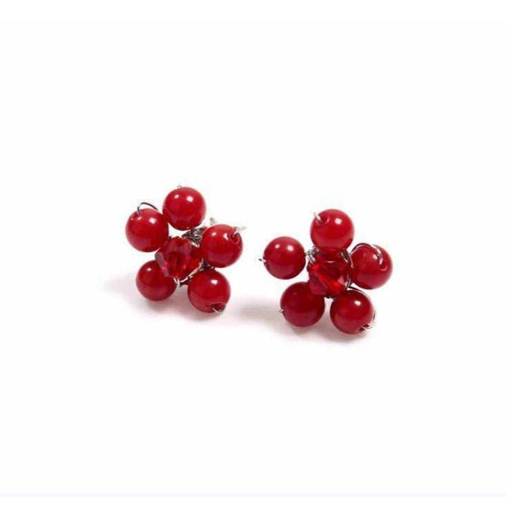 Flower Stud Semi - precious .925 Silver Stone Earrings - Thailand Jewelry La Vie Bien Flower Stud Semi - precious .925 Silver Stone Earrings - Thailand