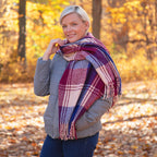 Fluffy Plaid Tassel Trim Scarf Scarves & Bandanas La Vie Bien Fluffy Plaid Tassel Trim Scarf