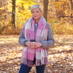 Fluffy Plaid Tassel Trim Scarf Scarves & Bandanas La Vie Bien Fluffy Plaid Tassel Trim Scarf