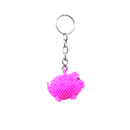 Flying Pig Seed Bead Pink Handmade Keychain - Guatemala Keychains La Vie Bien Flying Pig Seed Bead Pink Handmade Keychain - Guatemala