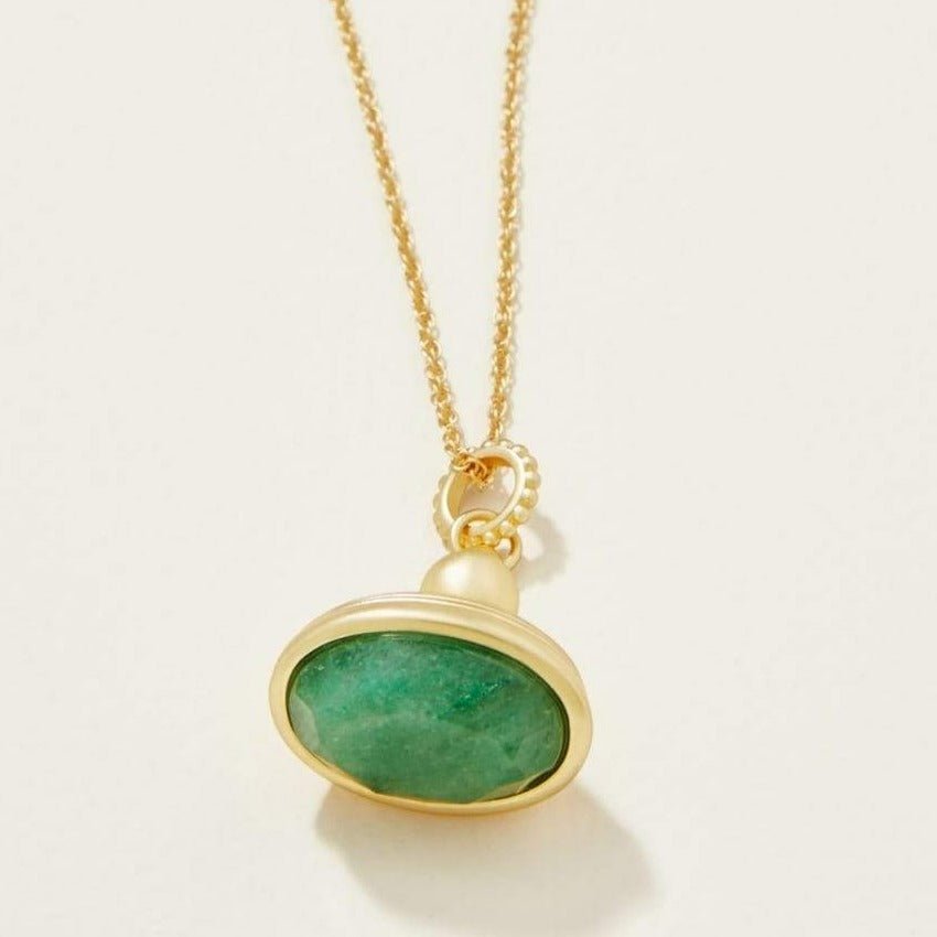 Fob Necklace - 17" Green Aventurine Jewelry La Vie Bien Fob Necklace - 17" Green Aventurine