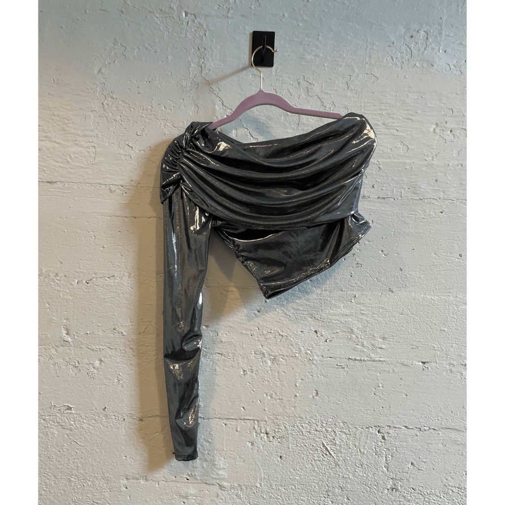 Fold Over One Shoulder Top in Liquid Metal [Sizes S - L]