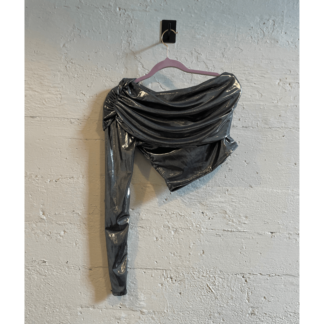 Fold Over One Shoulder Top in Liquid Metal [Sizes S - L]