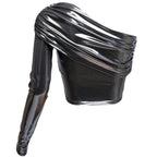 Fold Over One Shoulder Top in Liquid Metal [Sizes S-L] by The Bullish Store