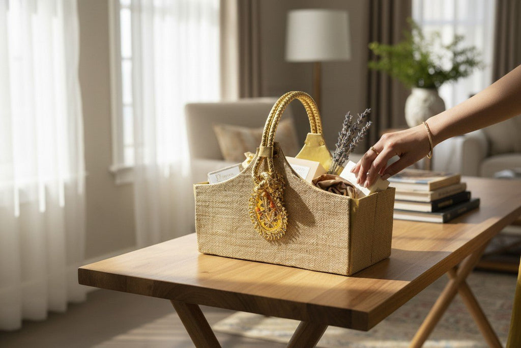 Foldable Jute Gift Basket Traditional Gifts La Vie Bien Foldable Jute Gift Basket