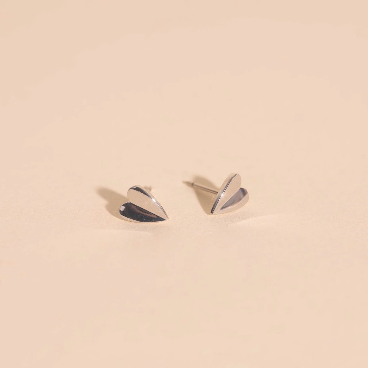 Folded Heart Stud Earrings by Oh Clementine