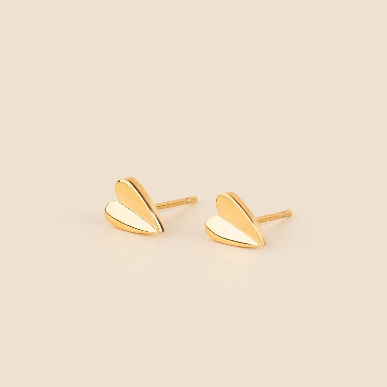 Folded Heart Stud Earrings by Oh Clementine