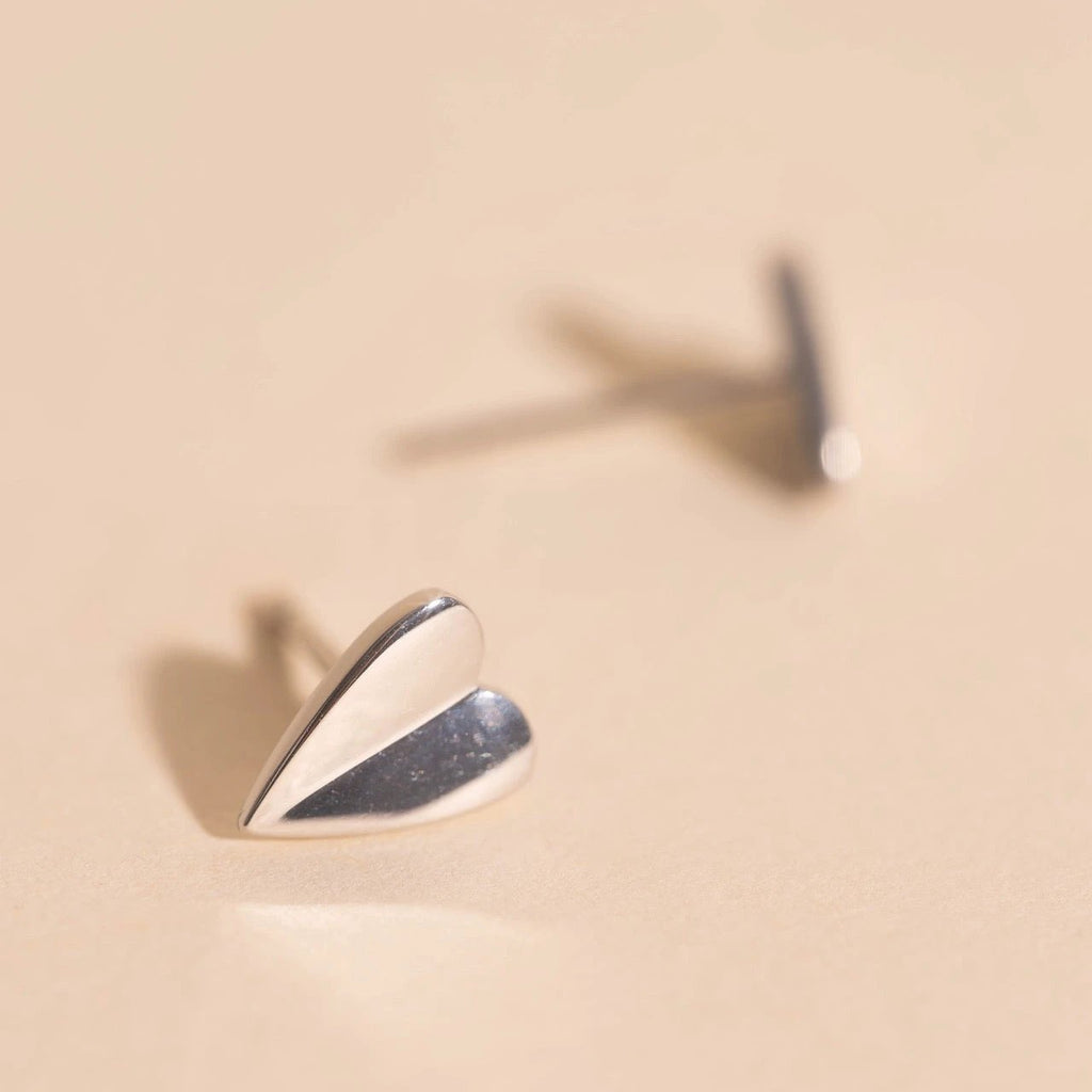 Folded Heart Stud Earrings by Oh Clementine