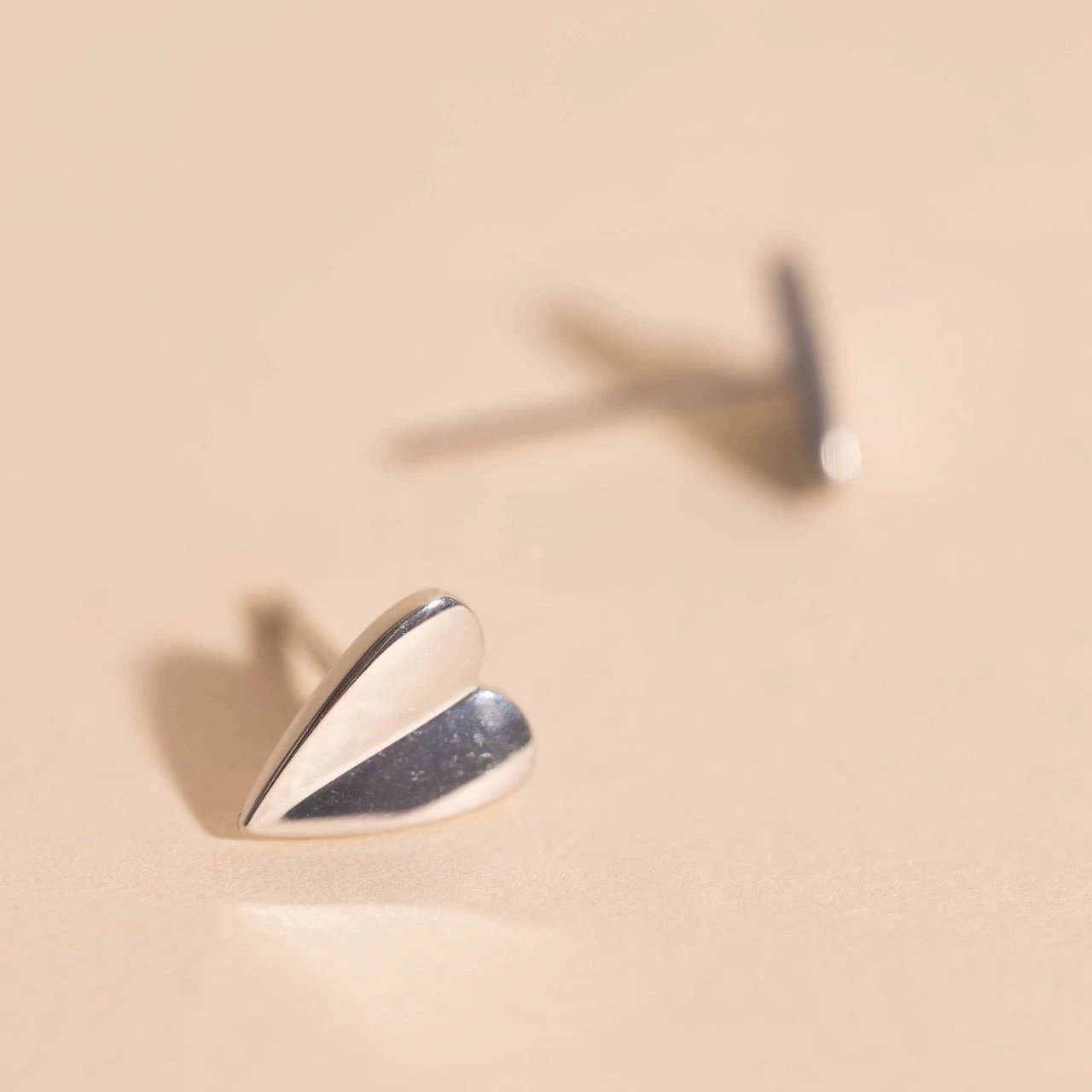 Folded Heart Stud Earrings by Oh Clementine