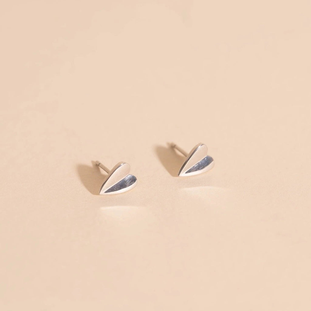 Folded Heart Stud Earrings by Oh Clementine