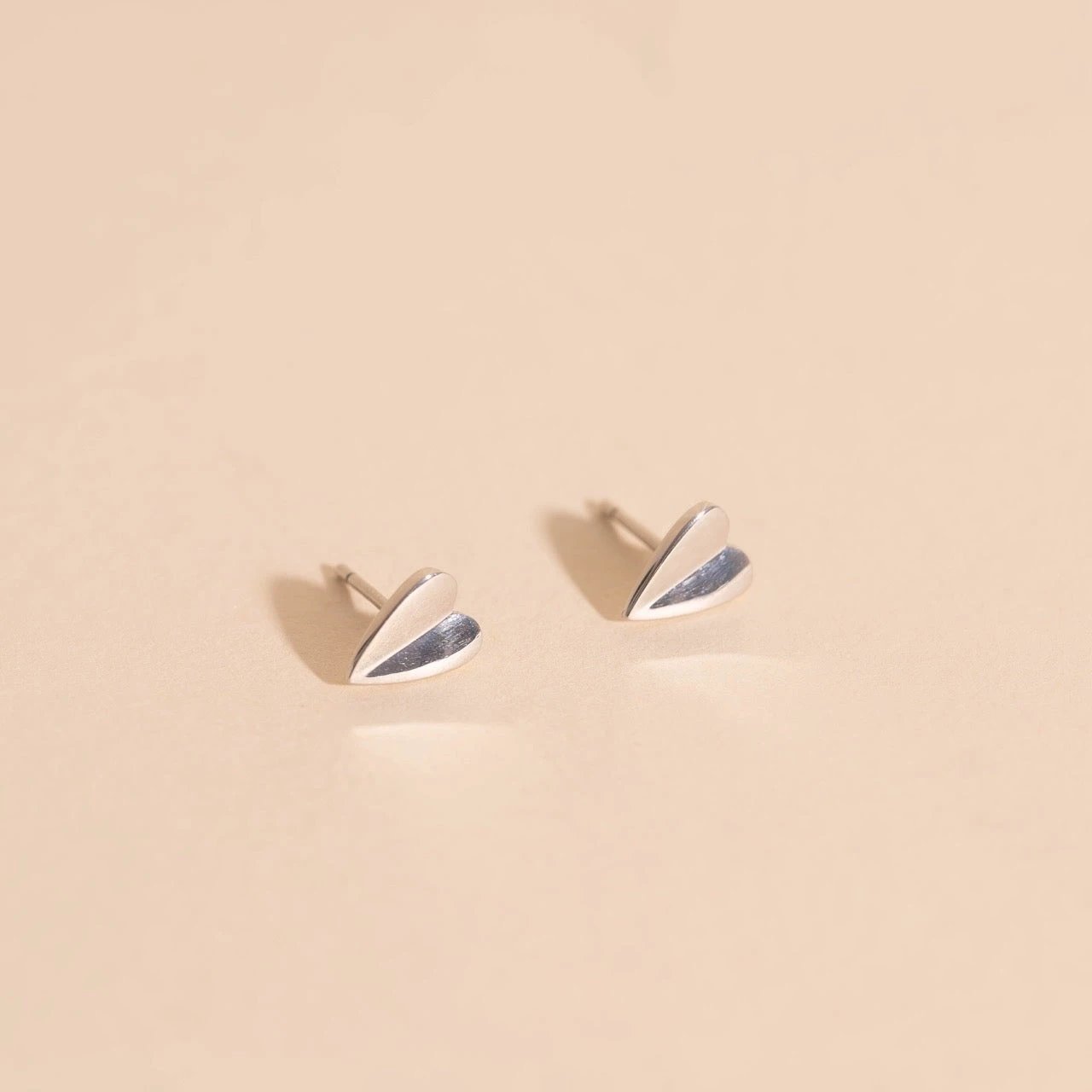Folded Heart Stud Earrings by Oh Clementine