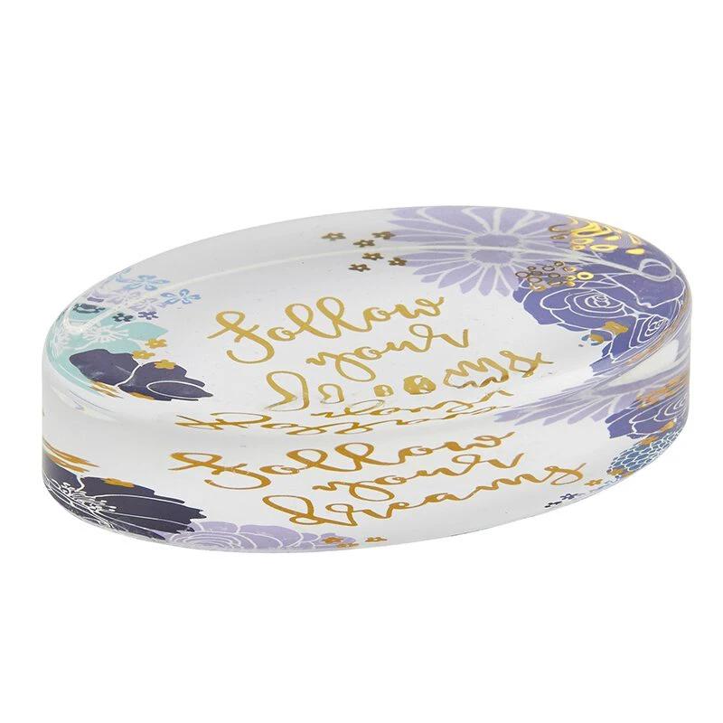 Follow Your Dreams Oval Floral Glass Paperweight by The Bullish Store