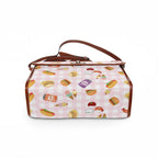 Foodie Picnic Snacks pink gingham Pattern Waterproof Canvas purse with top handle and shoulder strap, vegan leather foodie accessory Bags La Vie Bien Foodie Picnic Snacks pink gingham Pattern Waterproof Canvas purse with top handle and shoulder strap, vegan leather foodie accessory