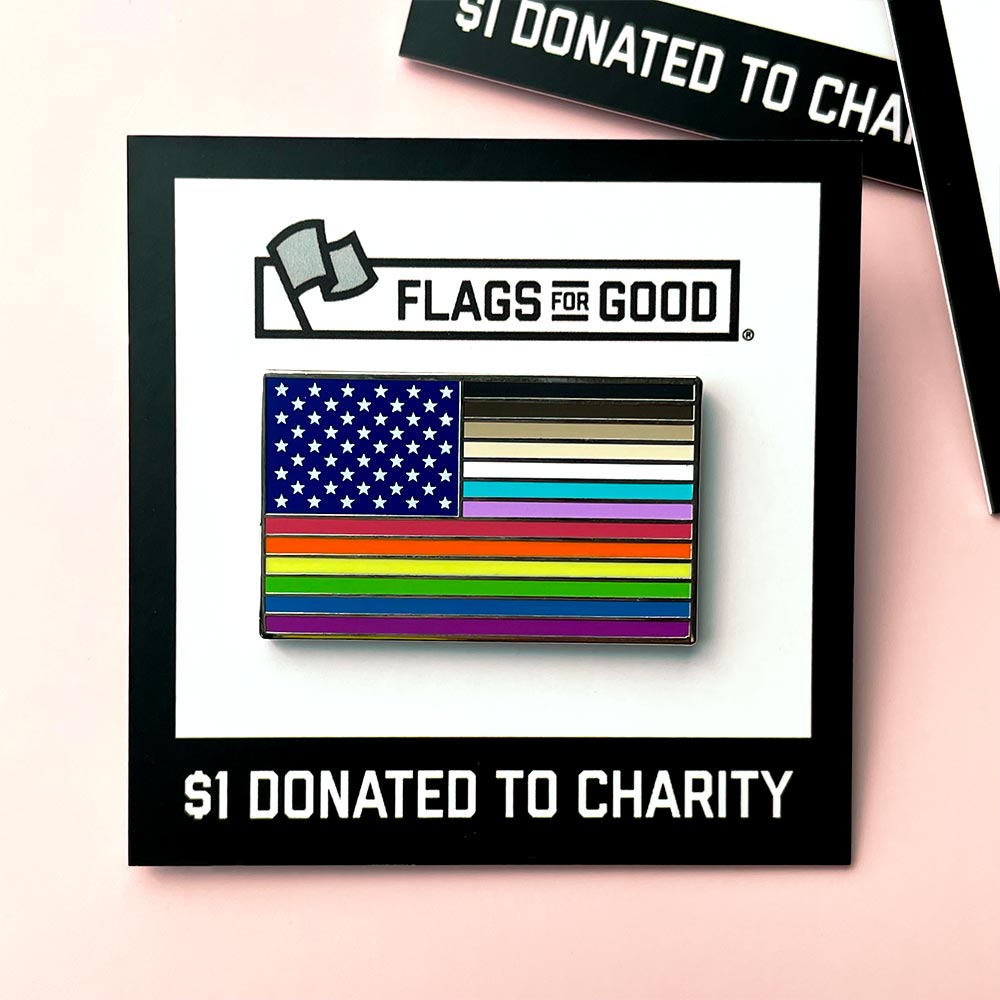 "For All" Rainbow USA Pride Flag Enamel Pin Enamel Pin La Vie Bien "For All" Rainbow USA Pride Flag Enamel Pin