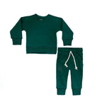 Forest Green Crewneck Terry Jogger Pant Sweatsuit Set Sets La Vie Bien Forest Green Crewneck Terry Jogger Pant Sweatsuit Set