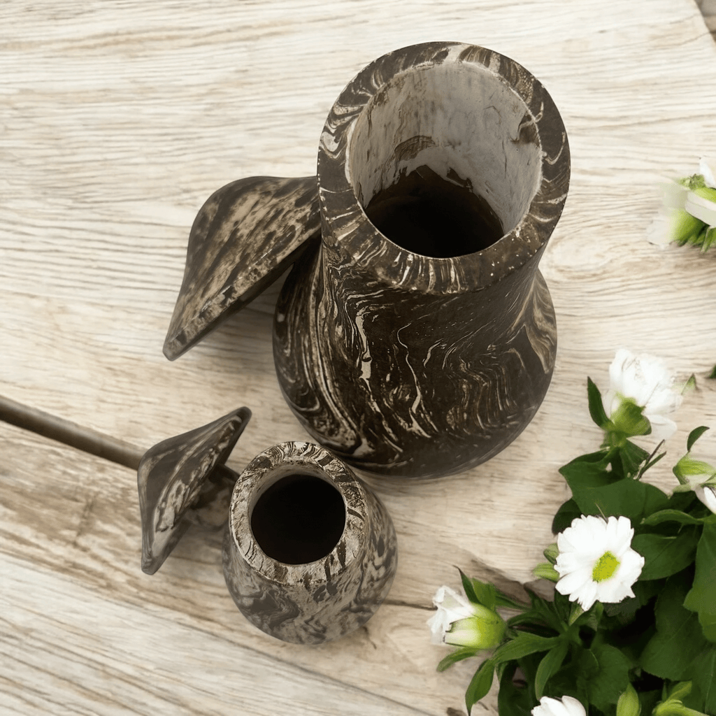 Forest Whimsy Hand-Carved Wooden Mushroom Duo by Music Frog Co