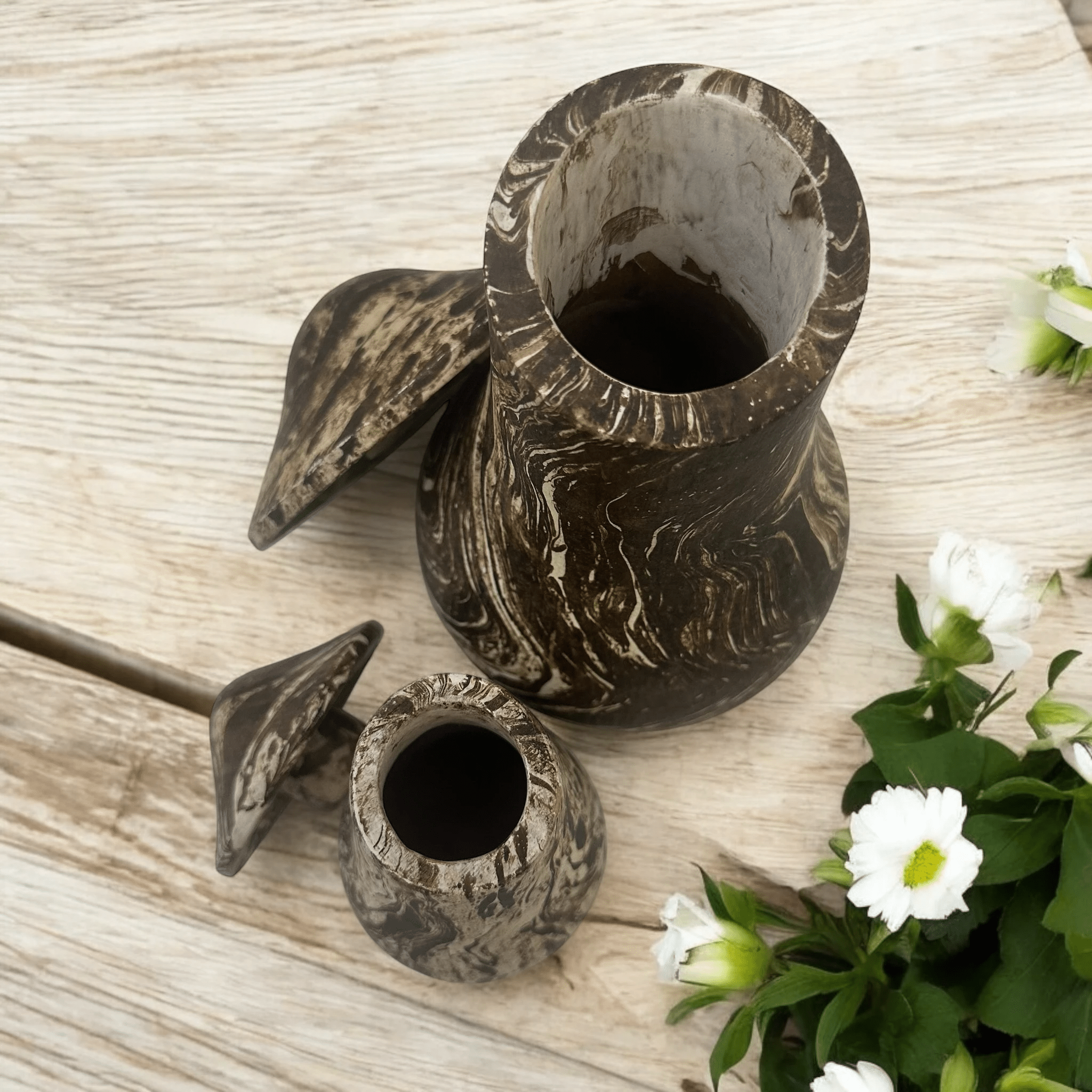 Forest Whimsy Hand-Carved Wooden Mushroom Duo by Music Frog Co
