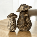 Forest Whimsy Hand-Carved Wooden Mushroom Duo by Music Frog Co