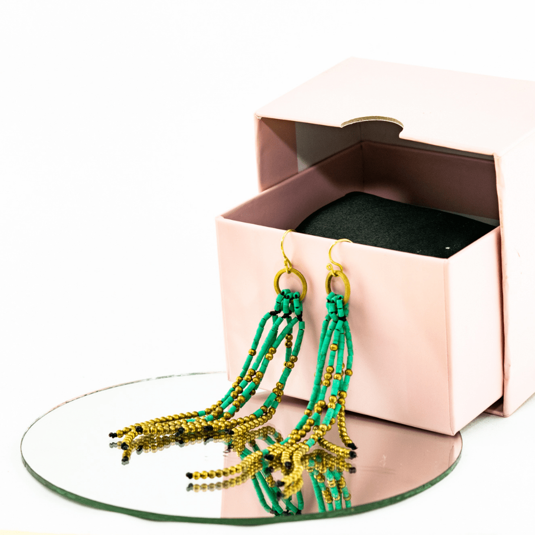 Fortune Jade Boho Tassel Earrings - Thailand Jewelry La Vie Bien Fortune Jade Boho Tassel Earrings - Thailand