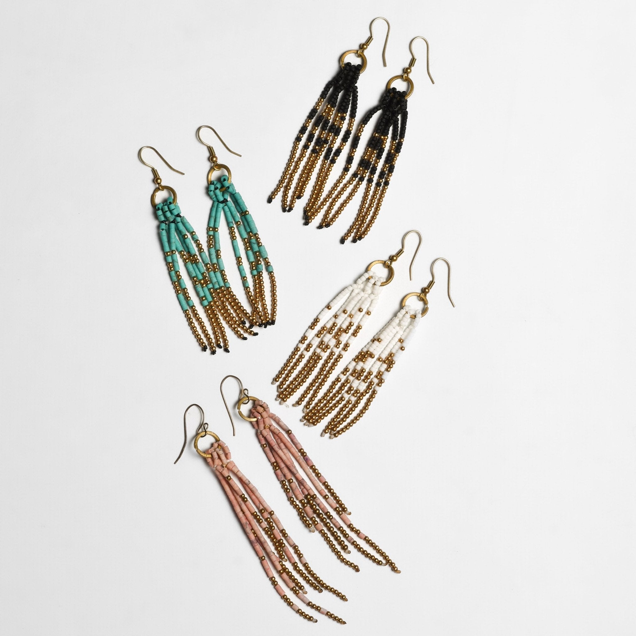 Fortune Jade Boho Tassel Earrings - Thailand Jewelry La Vie Bien Fortune Jade Boho Tassel Earrings - Thailand