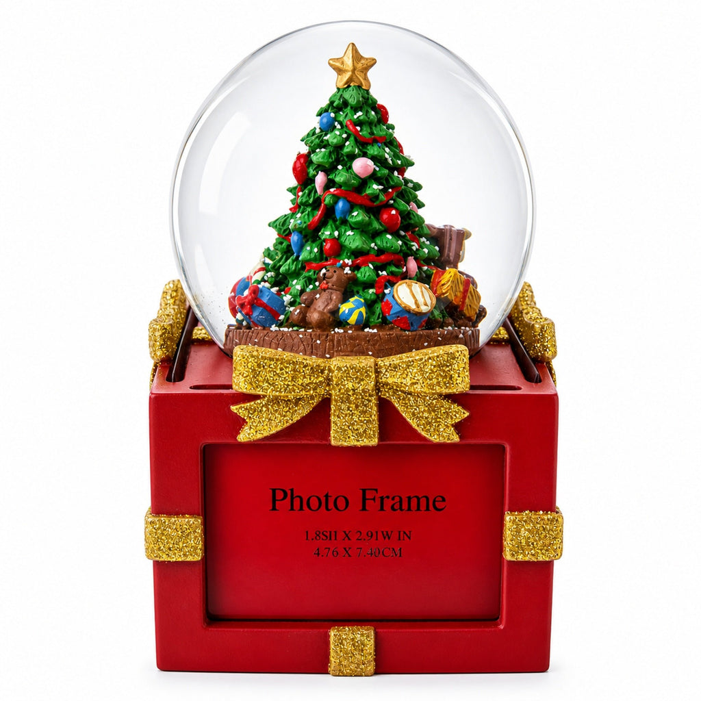 Four-Sided Picture Frame Christmas Tree Musical Water Snow Globe Snow Globes > Santa La Vie Bien Four-Sided Picture Frame Christmas Tree Musical Water Snow Globe