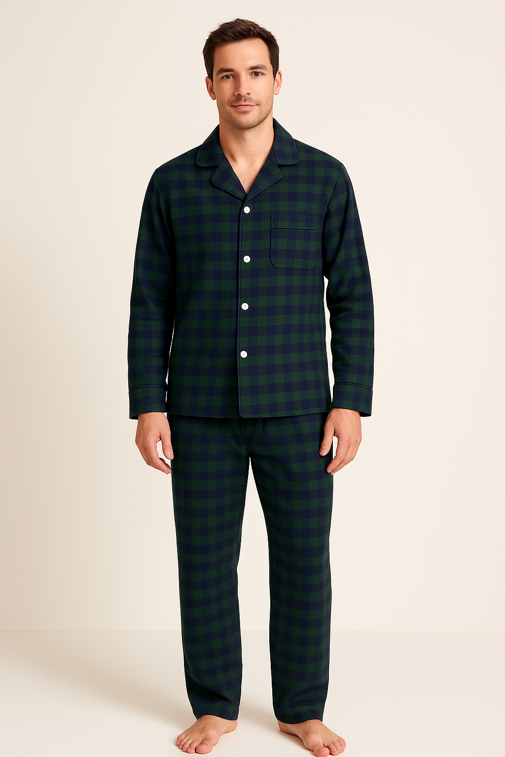 Flannel People Mens 100% Cotton Flannel Pajama Set with Pant Pockets & Drawstring